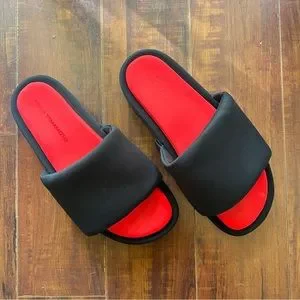 ADIDAS Y-3 YOHJI YAMAMOTO Black Slip On Leather Platform Sport Slides 8 NEW adidas Y-3 SLIDE - Black | Free Shipping with adiClub main image 4